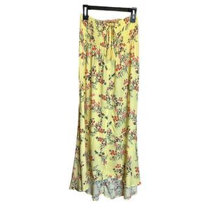 5 for $25🔥Juniors Small (3-5) NOBO Yellow Floral Front Slit‎ Maxi Skirt